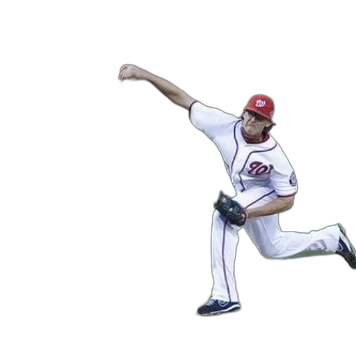 baseball, player, white, uniform, red, cap, pitching, ball transparent PNG cut-out