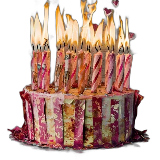 crown, food, staff, 3d render, fire, bright, pink, gold-decorated transparent PNG cut-out
