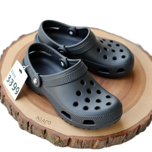 shoes, photorealistic, 3d render, monochrome, pair, black, gray, crocs transparent PNG cut-out