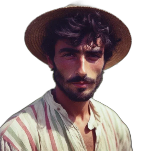 hat, face, staff, animal, photorealistic, oil painting, fantasy art, watercolor transparent PNG cut-out