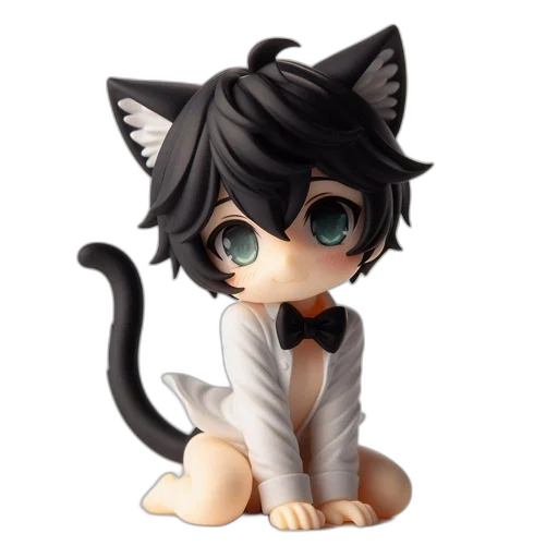 3d render, anime, pixel art, concept art, figurine, character, cat-like, features transparent PNG cut-out