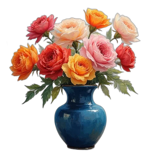 flower, crown, photorealistic, oil painting transparent PNG cut-out