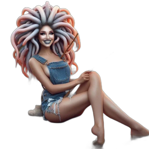 hair, creature, concept art, fantasy art, photorealistic, 3d render, woman, unique transparent PNG cut-out