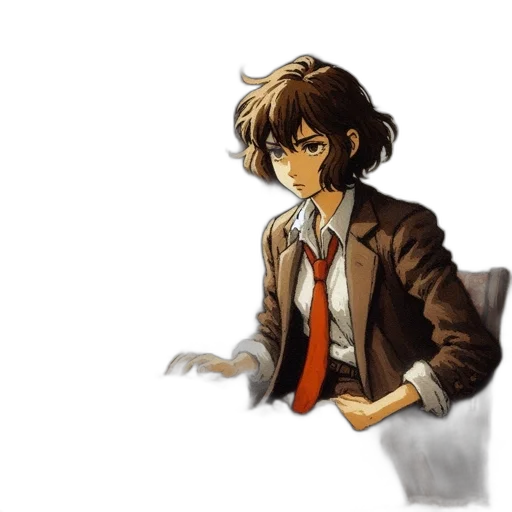 jacket, staff, weapon, face, pixel art, anime, concept art, photorealistic transparent PNG cut-out