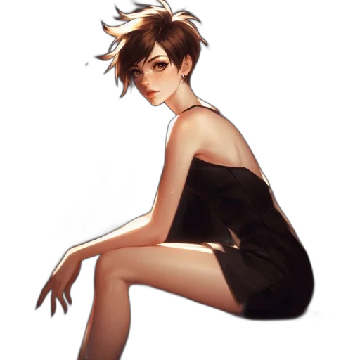 dress, staff, hair, concept art, cartoon, watercolor, fantasy art, dark transparent PNG cut-out