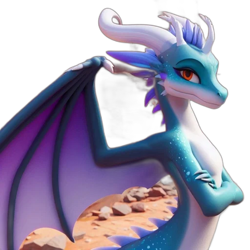 dragon, animal, creature, staff, 3d render, concept art, fantasy art, vaporwave transparent PNG cut-out