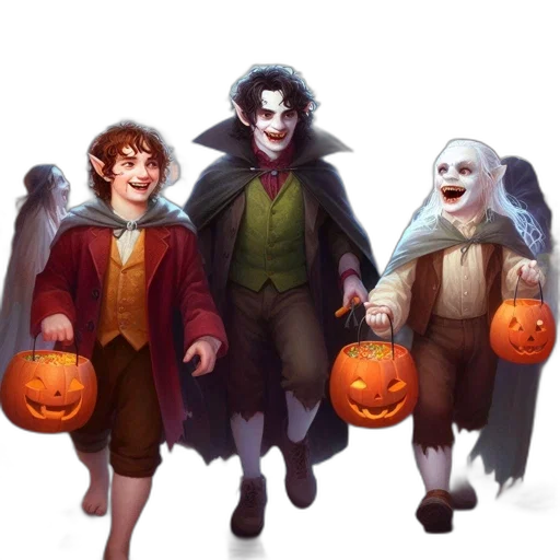 mask, concept art, fantasy art, pixel art, comic book art, three, characters, young transparent PNG cut-out