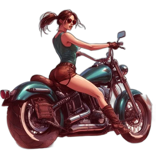 comic book art, concept art, fantasy art, cartoon, red, green, woman, rides transparent PNG cut-out