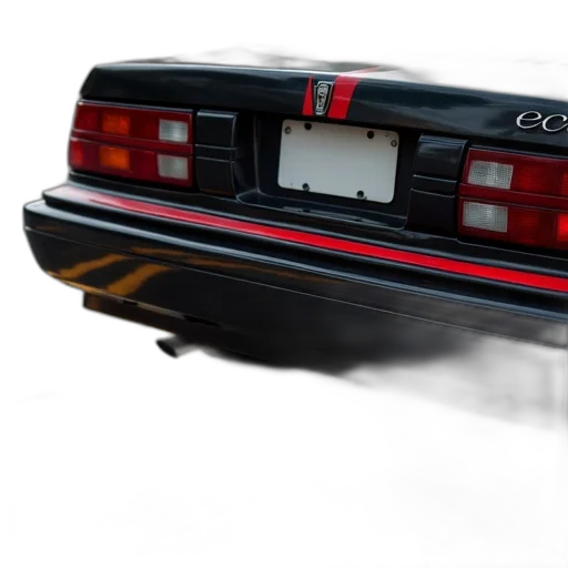 car, 3d render, photorealistic, concept art, cyberpunk, rear, view, black transparent PNG cut-out