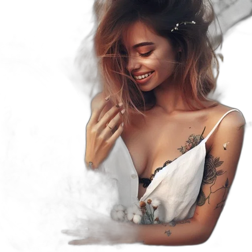 dress, face, jewelry, photorealistic, oil painting, fantasy art, watercolor, fire transparent PNG cut-out