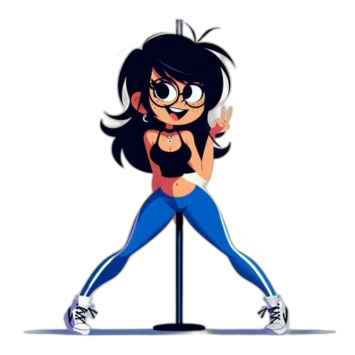 staff, cartoon, concept art, comic book art, pixel art, young, woman, black transparent PNG cut-out