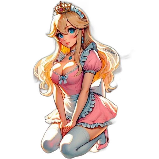 dress, crown, staff, pixel art, anime, fantasy art, cartoon, pastel transparent PNG cut-out
