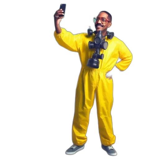 staff, weapon, robot, jacket, concept art, man, yellow, hazmat transparent PNG cut-out