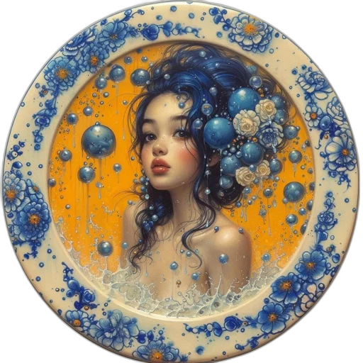 jewelry, oil painting, fantasy art, photorealistic, concept art, underwater, outer space, blue transparent PNG cut-out
