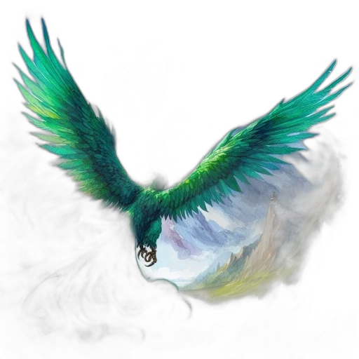 dragon, staff, animal, watercolor, fantasy art, concept art, photorealistic, green transparent PNG cut-out