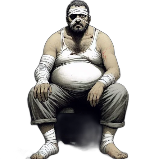 animal, concept art, comic book art, photorealistic, fantasy art, injured, man, clad transparent PNG cut-out