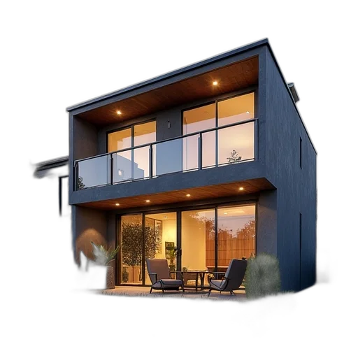 building, furniture, 3d render, photorealistic, concept art, blue, earth tones, dark transparent PNG cut-out