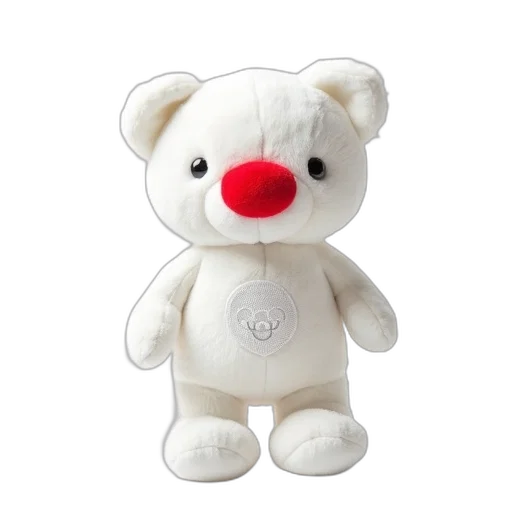 white, plush, toy, red, nose, five-ring, olympic, logo transparent PNG cut-out