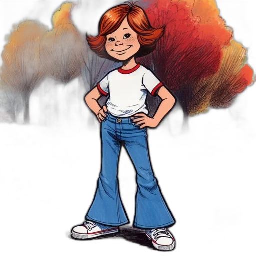 jacket, hair, cartoon, comic book art, concept art, watercolor, fire, animated transparent PNG cut-out