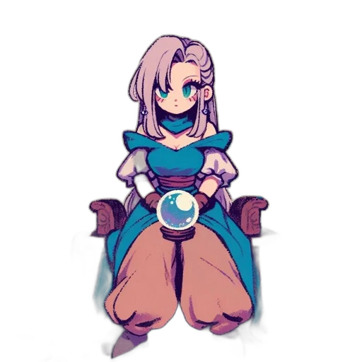 dress, robot, staff, crown, concept art, pixel art, fantasy art, anime transparent PNG cut-out