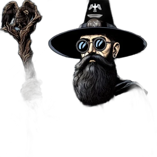 staff, mask, hat, creature, concept art, fantasy art, comic book art, photorealistic transparent PNG cut-out