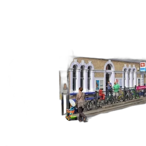 building, 3d render, concept art, photorealistic, pixel art, city street, bustling, street transparent PNG cut-out