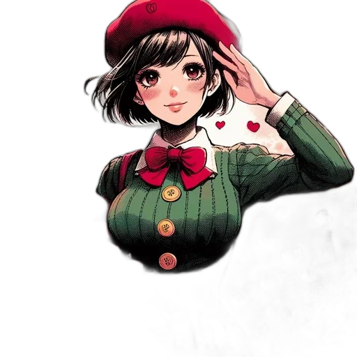 hat, dress, jacket, weapon, anime, pixel art, watercolor, concept art transparent PNG cut-out