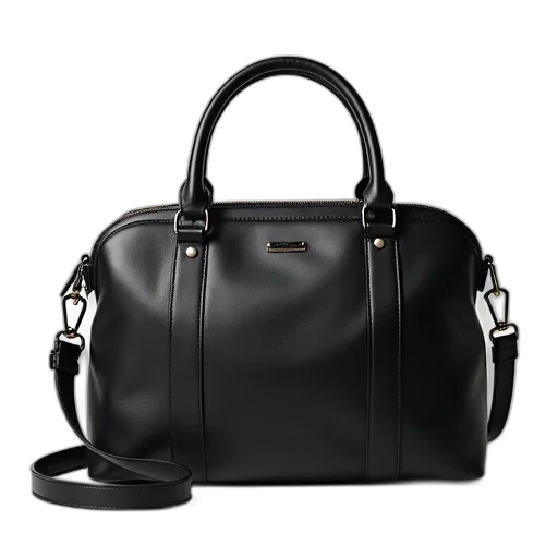 monochrome, black, leather, shoulder, bag, long, strap, small transparent PNG cut-out