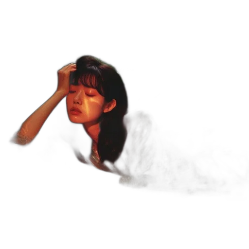 hair, face, dragon, photorealistic, vaporwave, concept art, 3d render, fog transparent PNG cut-out