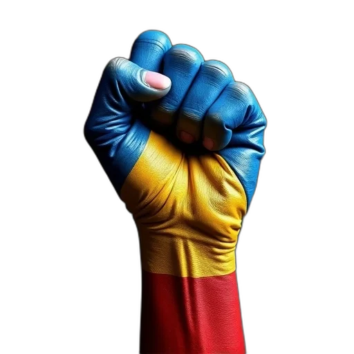 fist, elderly, woman, painted, colors, haiti, flag transparent PNG cut-out