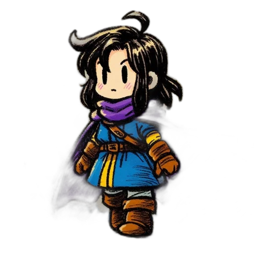 staff, jacket, pixel art, concept art, cartoon, fantasy art, young, character transparent PNG cut-out