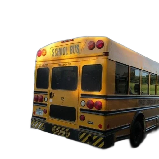 car, weapon, 3d render, concept art, photorealistic, yellow, school, bus transparent PNG cut-out