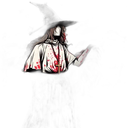 dress, hat, staff, mask, concept art, fantasy art, pixel art, watercolor transparent PNG cut-out