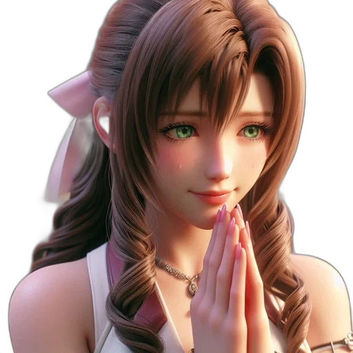 3d render, photorealistic, fantasy art, anime, serene, animated, female, character transparent PNG cut-out