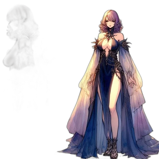 dress, concept art, fantasy art, watercolor, pixel art, blue, monochrome, pastel transparent PNG cut-out