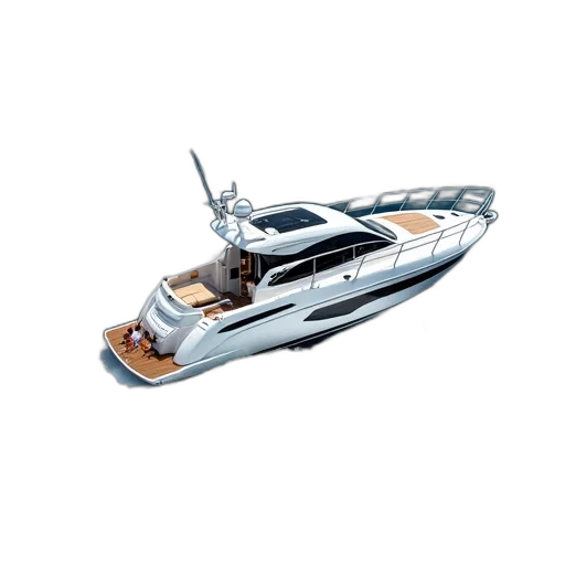 3d render, white, speedboat, sleek, design, speeding, across, ocean transparent PNG cut-out