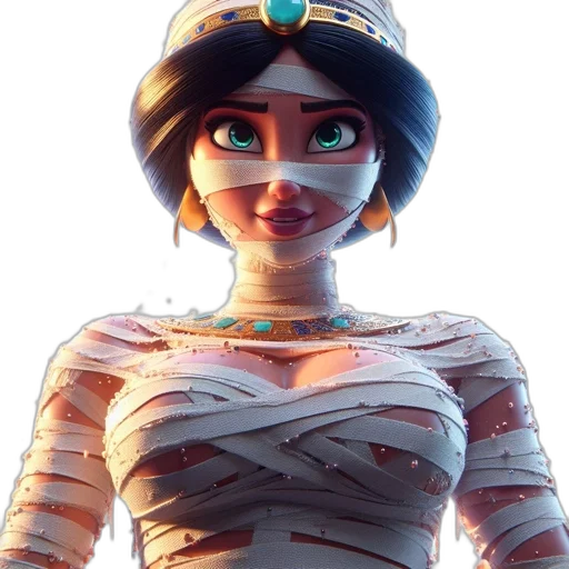 dress, jewelry, robot, staff, 3d render, concept art, cartoon, fantasy art transparent PNG cut-out