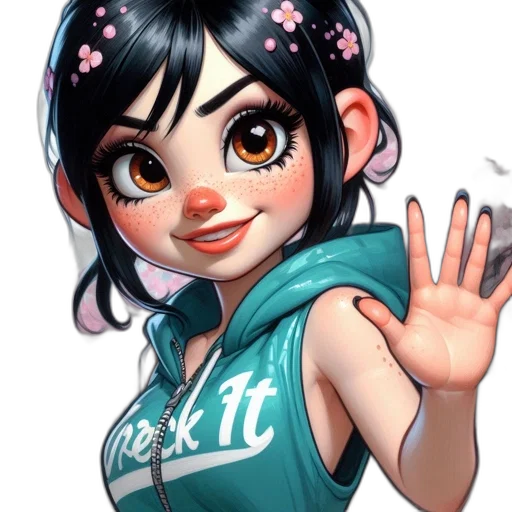 face, cartoon, 3d render, anime, concept art, young, female, character transparent PNG cut-out
