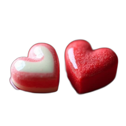 food, jewelry, 3d render, close-up, image, two, heart-shaped, candies transparent PNG cut-out