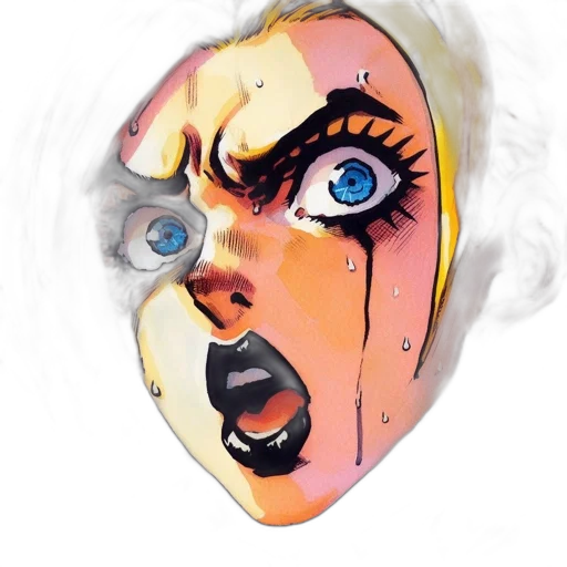 mask, face, comic book art, concept art, watercolor, fantasy art, fire, colorful transparent PNG cut-out