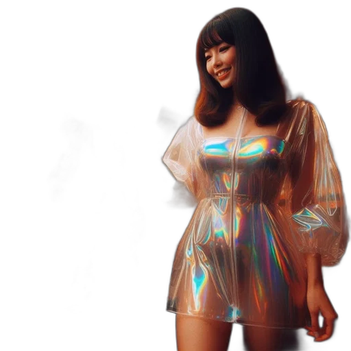 dress, 3d render, concept art, neon lights, outer space, woman, shiny, surrounded transparent PNG cut-out