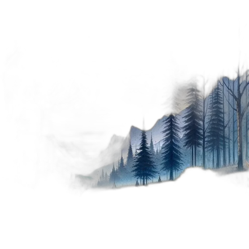 concept art, watercolor, fantasy art, pixel art, fog, forest, snow, rain transparent PNG cut-out