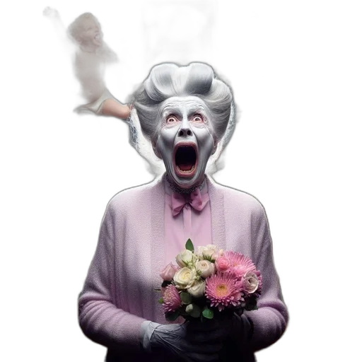 mask, creature, face, animal, concept art, photorealistic, elderly, woman transparent PNG cut-out