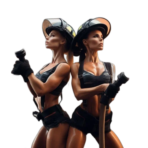 staff, concept art, comic book art, fantasy art, 3d render, fire, two, female transparent PNG cut-out