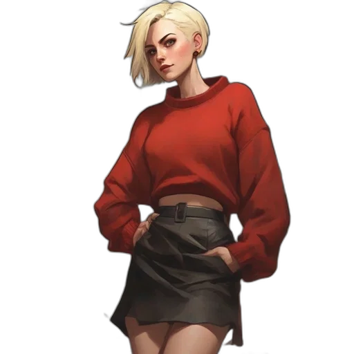 jacket, staff, dress, concept art, pixel art, fantasy art, comic book art, red transparent PNG cut-out