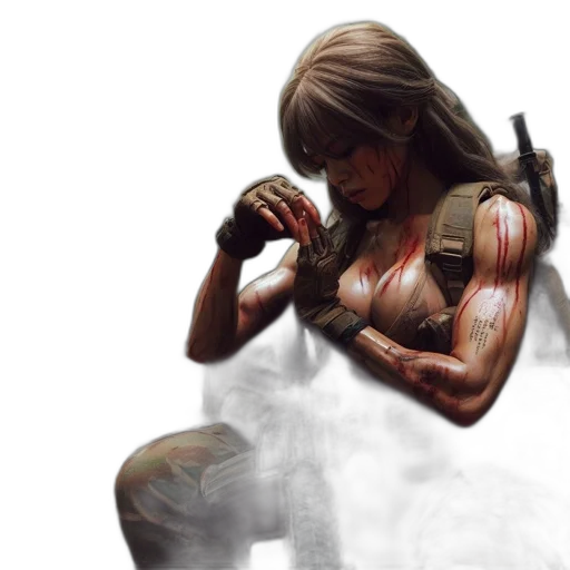 weapon, concept art, comic book art, photorealistic, fantasy art, dense, forest, determined transparent PNG cut-out