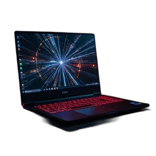 cyberpunk, 3d render, neon lights, ibm, thinkpad, has, highest, performance transparent PNG cut-out