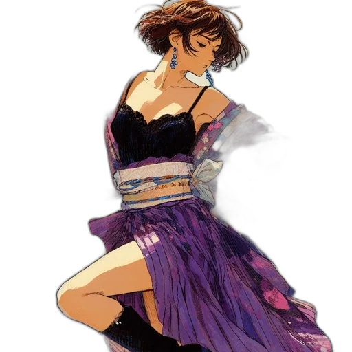 dress, watercolor, concept art, pixel art, vaporwave, dark, blue, colorful transparent PNG cut-out