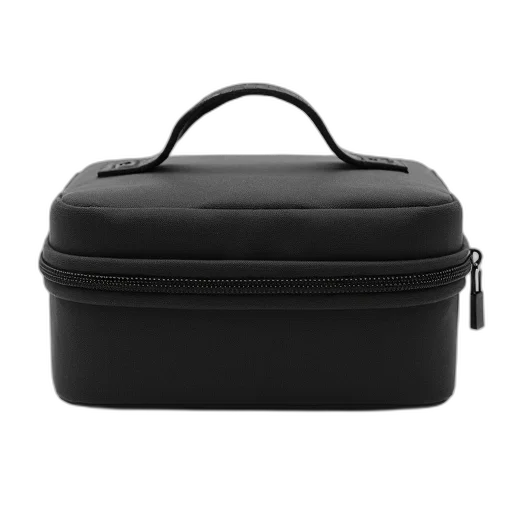3d render, black, rectangular-shaped, soft-sided, storage, case, zipper, closure transparent PNG cut-out
