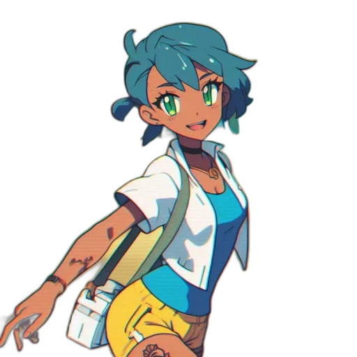 staff, dress, weapon, concept art, pixel art, anime, cartoon, blue transparent PNG cut-out